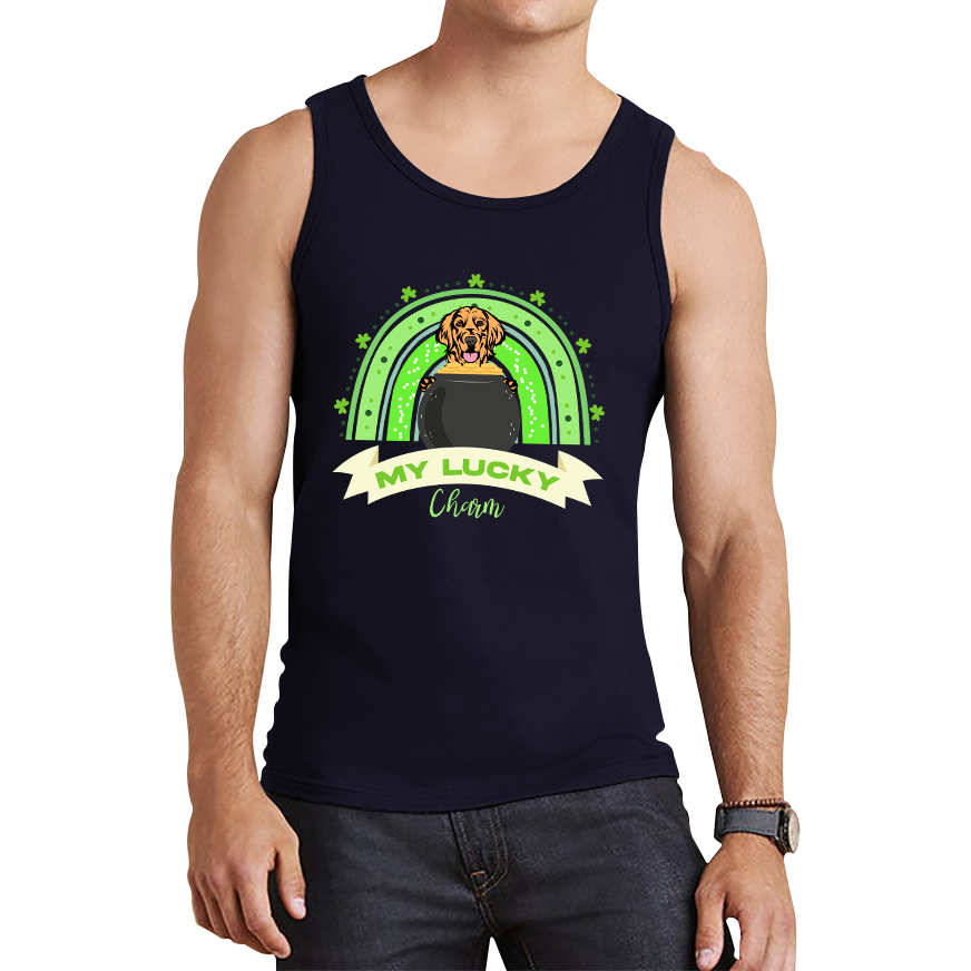 Golden Retriever Dog My Lucky Charm St. Patrick's Day Puppy Animal Pet Dog Lovers St Pattys Day Irish Festive Tank Top