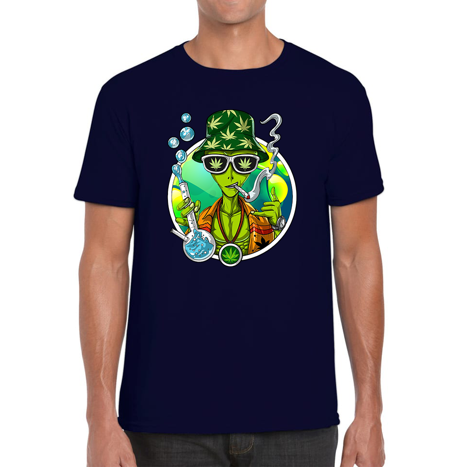 Alien Stoner Smoking Funny Mens T Shirt