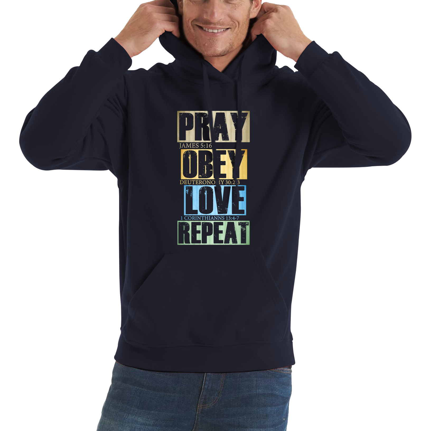 Pray Obey Love Repeat Vintage Christian Bible Christianity Unisex Hoodie