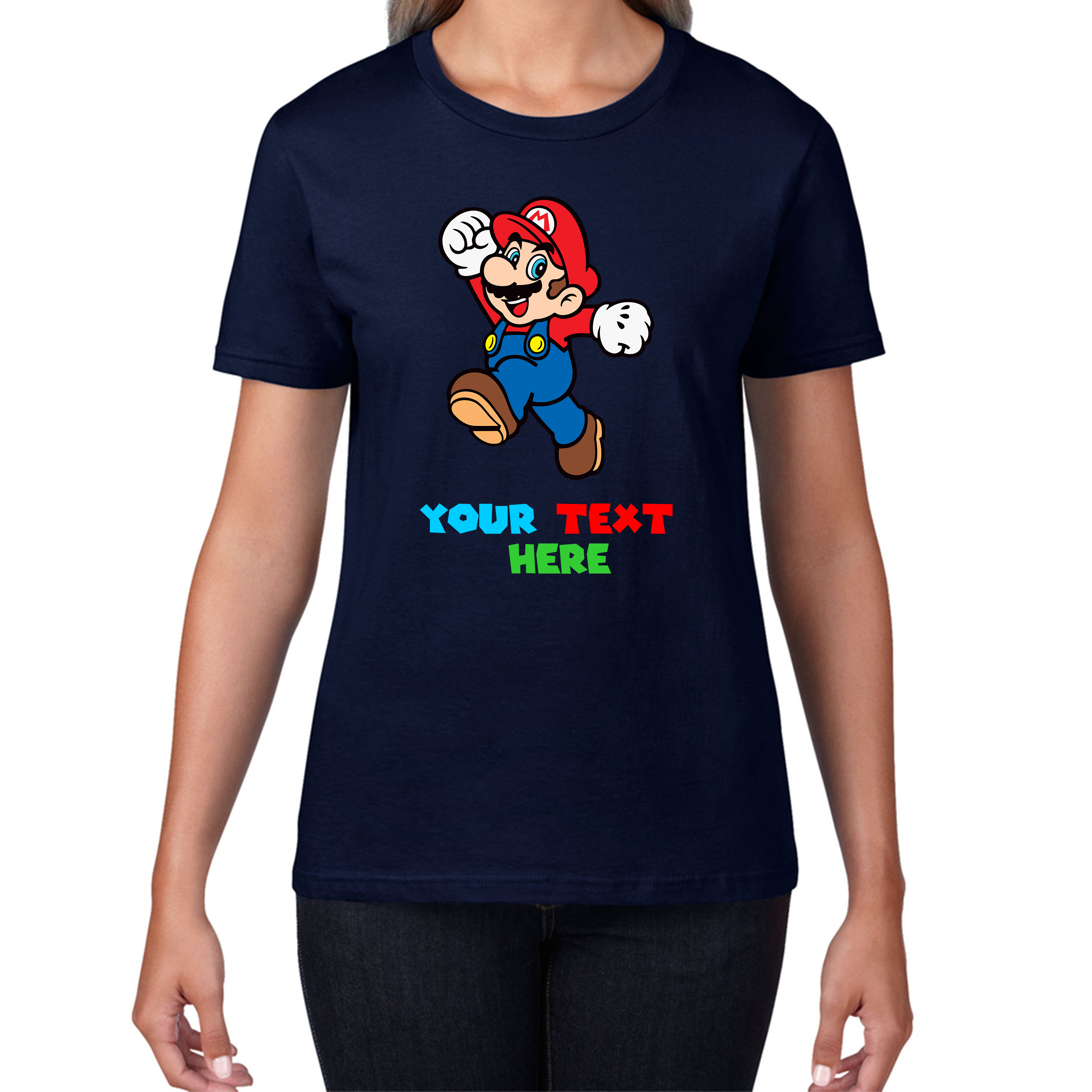 Personalised Your Name Super Mario T-Shirt Funny Game Lovers Players Video Game Womens Tee Top