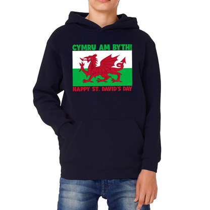 Cymru Am Byth Wales Forever Happy St. David's Day Welsh Dragon Flag Of Wales Saint Welsh Kids Hoodie