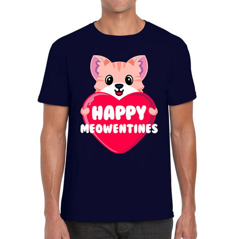 Happy Meowentines Meowy Valentine Funny Cute Cat Lover Valentine Day Mens Tee Top