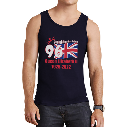 London Bridge Has Fallen 96 Years of Queen Elizabeth II Union Jack British Uk Flag Tank Top