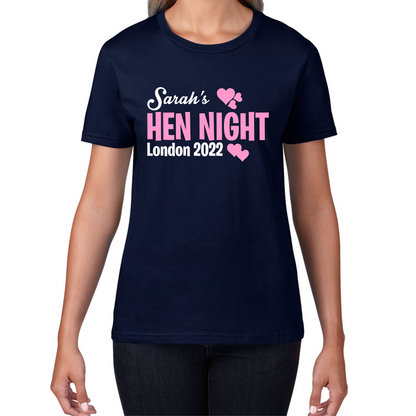 Personalised Your Name Hen Night Funny Hen Party Bachelorette Bridal Party Womens Tee Top