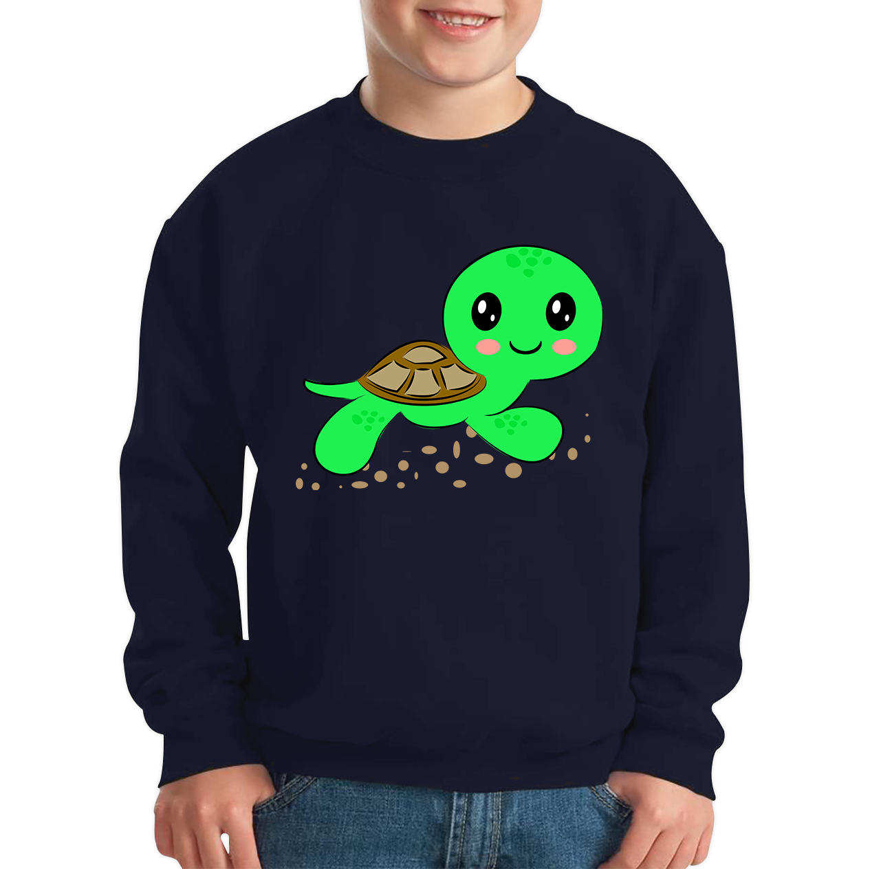 Swimming Cartoon Turtle, Funny Cute Little Sea Turtle Kids Jumper