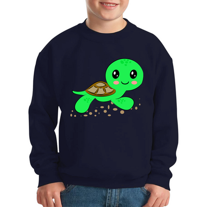 Swimming Cartoon Turtle, Funny Cute Little Sea Turtle Kids Jumper
