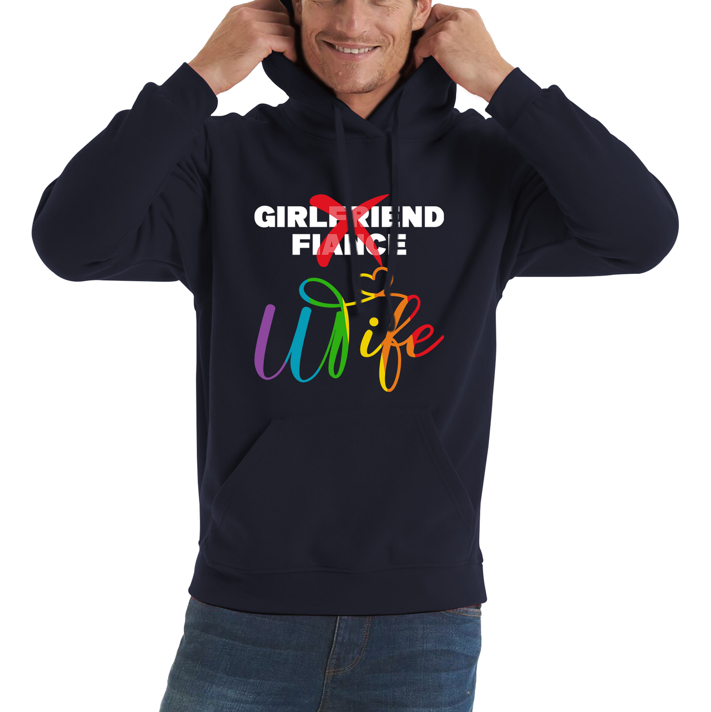 LGBTQ Girlfriend Fiance Wife Rainbow Pride Bachelorette Party Wedding Bridal Party Unisex Hoodie