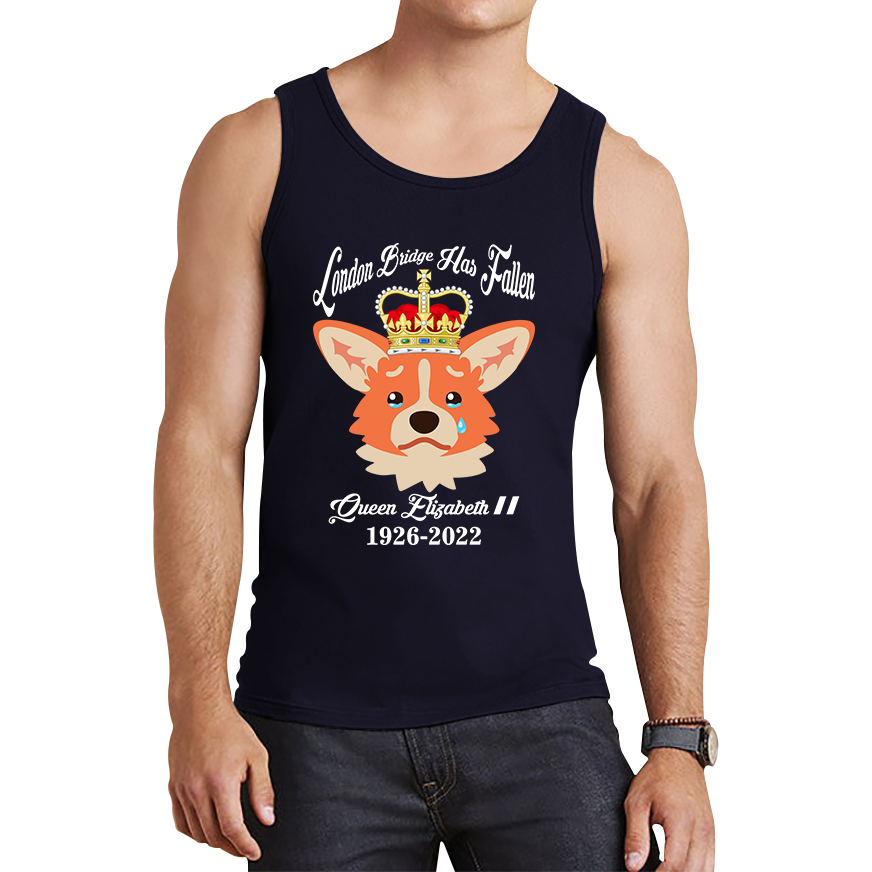 London Bridge Has Fallen Queen Elizabeth II Queen's Sad Corgi Dog Royal Highness Tank Top