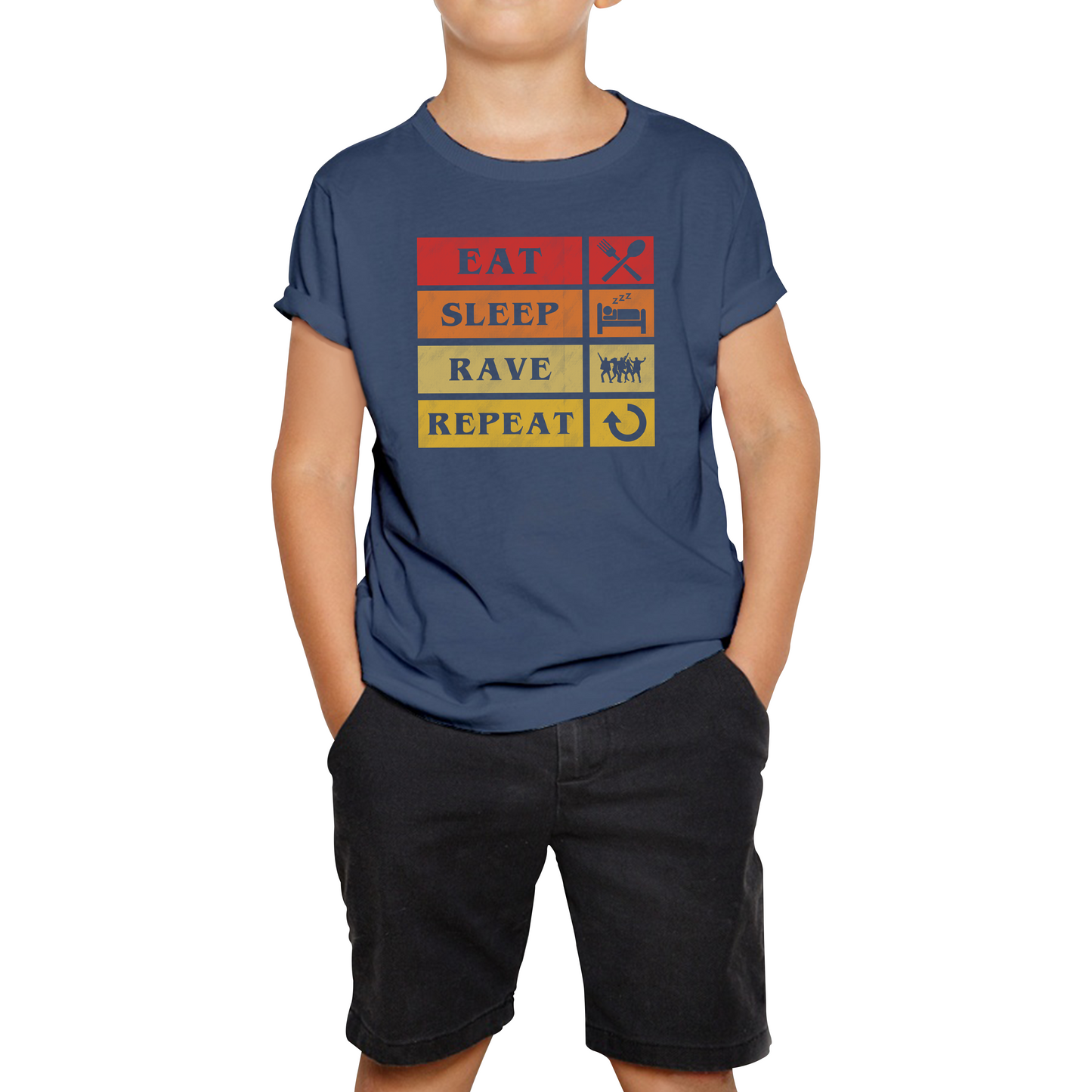 Eat Sleep Rave Repeat Funny Music Lover, Party Lover Kids Tee