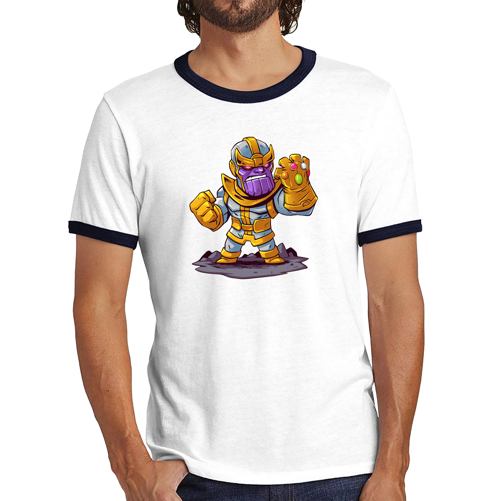 Thanos Mad Titan Cute Cartoon Shirt Marvel Avengers Comic Thanos Ringer T Shirt