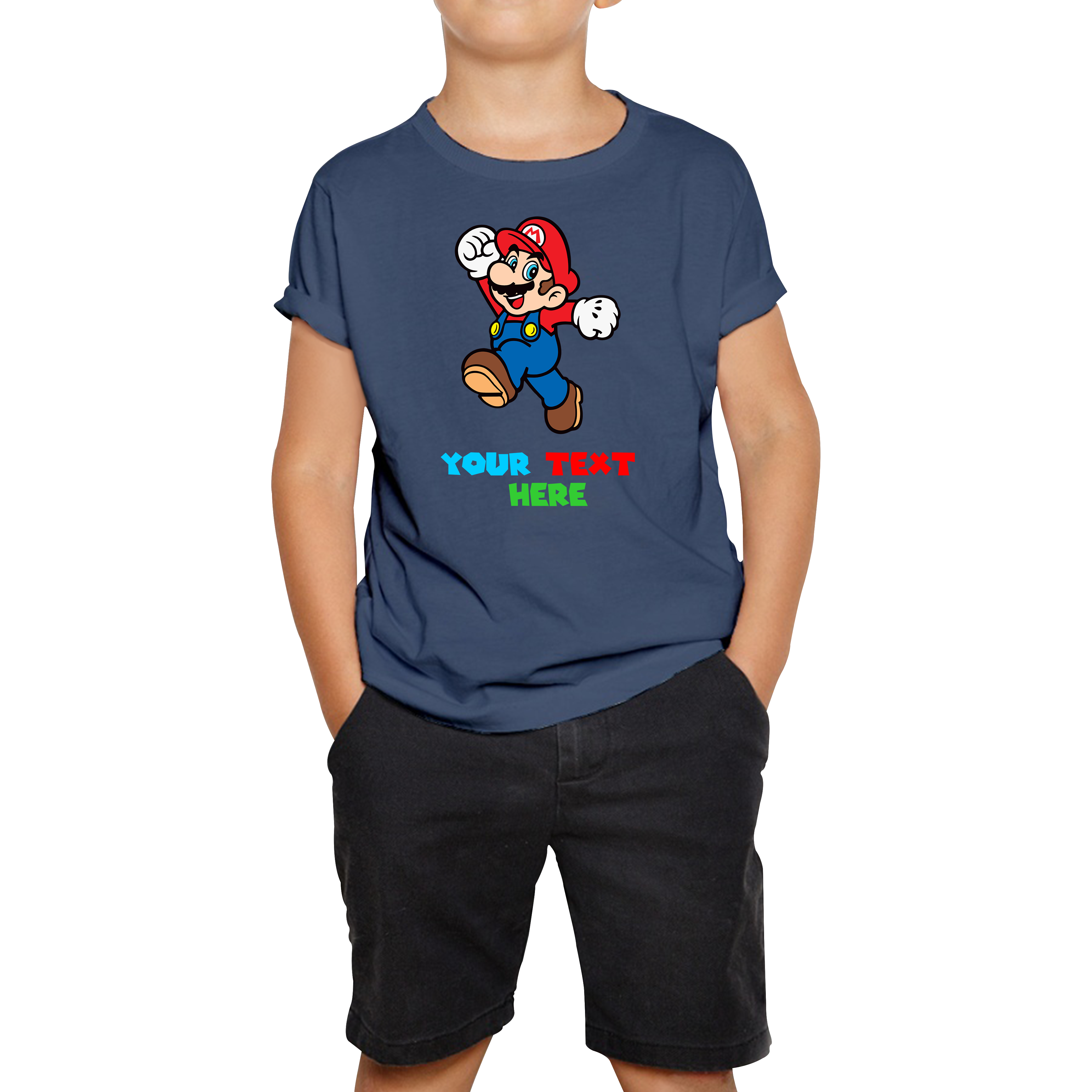Personalised Your Name Super Mario T-Shirt Funny Game Lovers Players Video Game Kids Tee