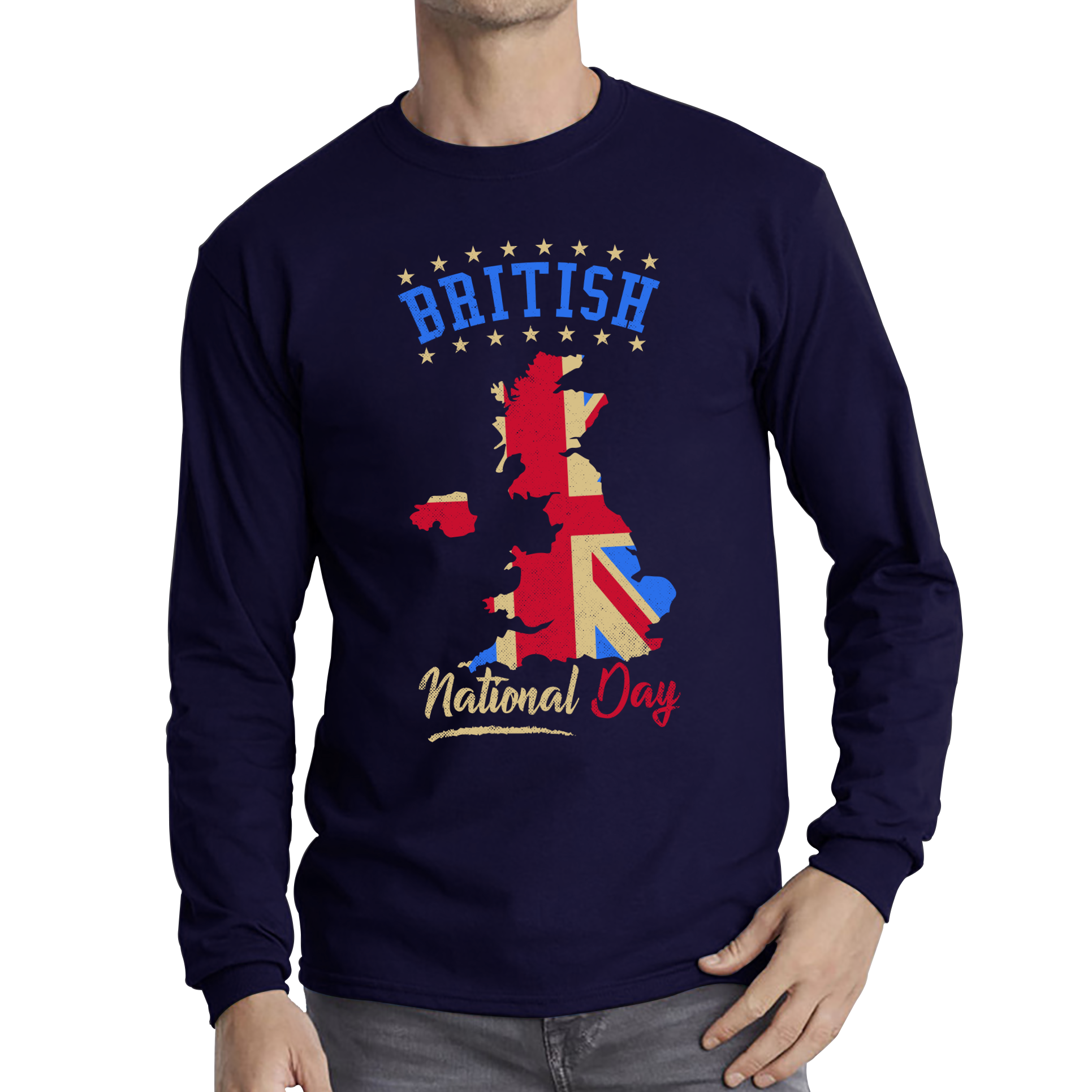 British National Day Shirt United Kingdom Map Flag Patriotism Long Sleeve T Shirt