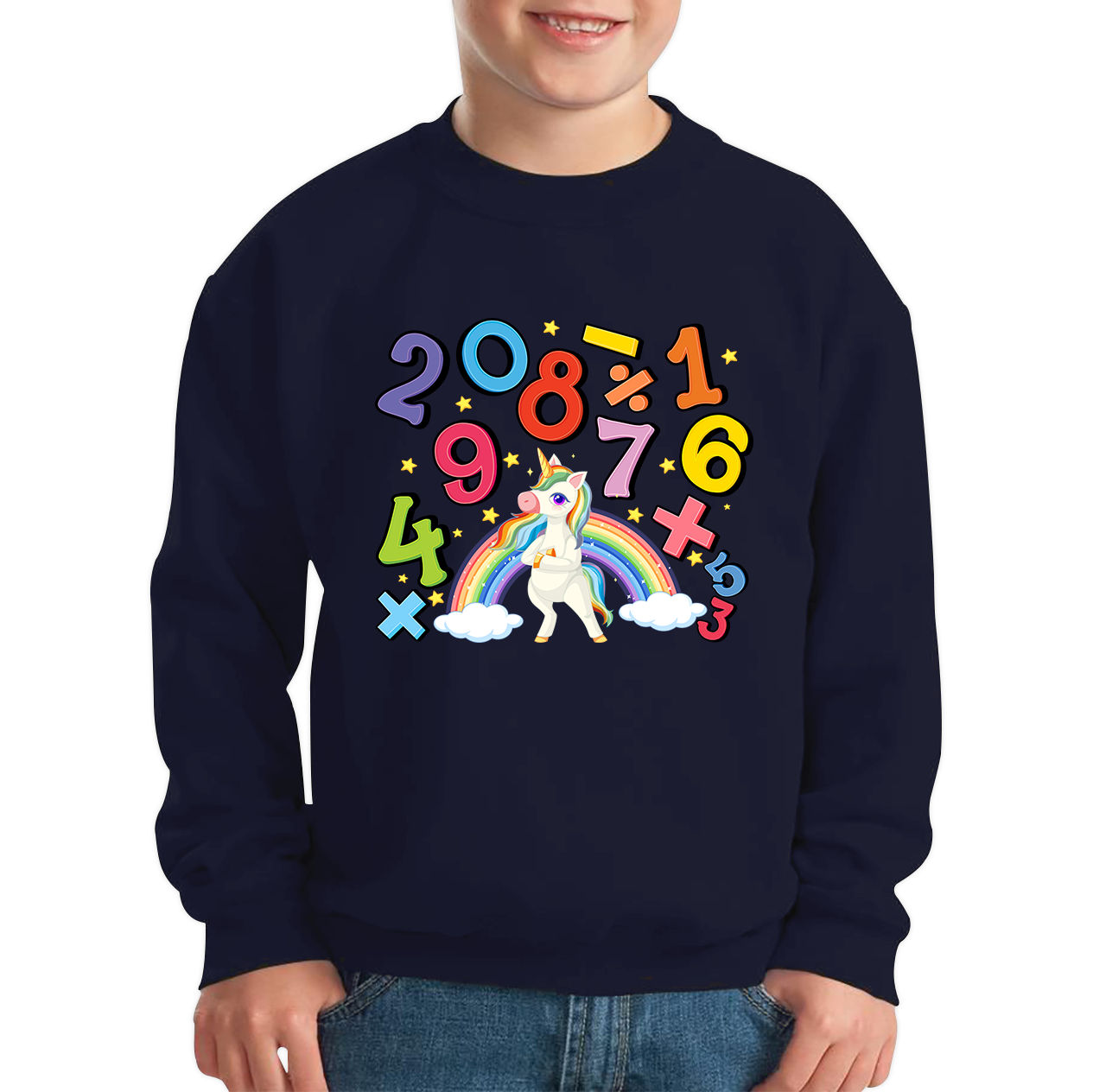 Number Day Unicorn Maths Day World Numbers Day Rainbow Colours Counting Kids Jumper