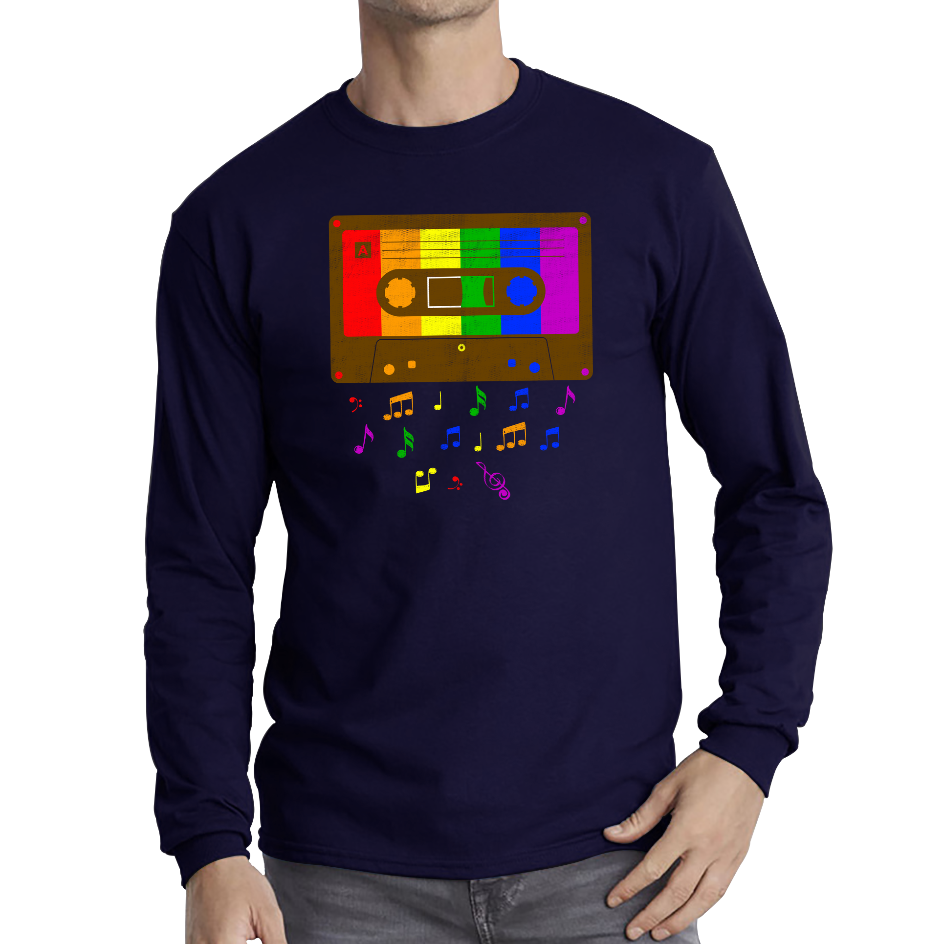 80s Cassette Tape For LGBT Shirt Rainbow Colours Lesbians Gay Pride Long Sleeve T Shirt