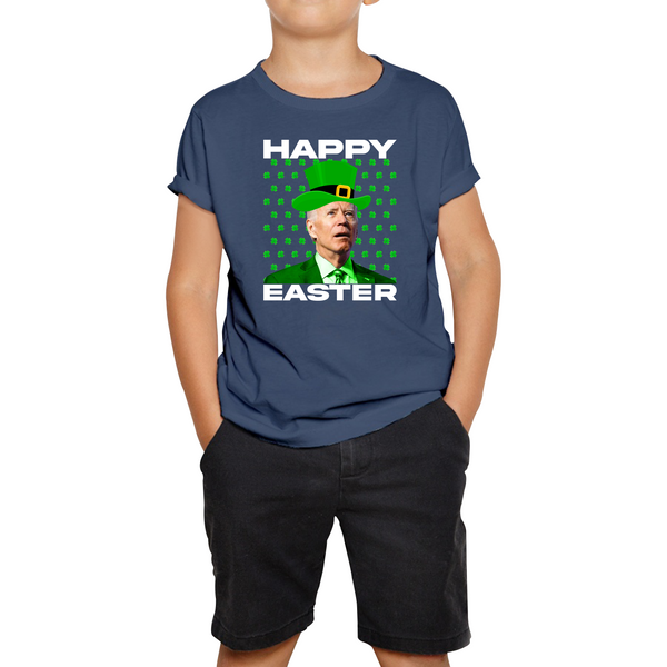 Happy Easter Confused Biden St Patricks Day Meme Joe Biden Shamrock Funny Irish Kids Tee