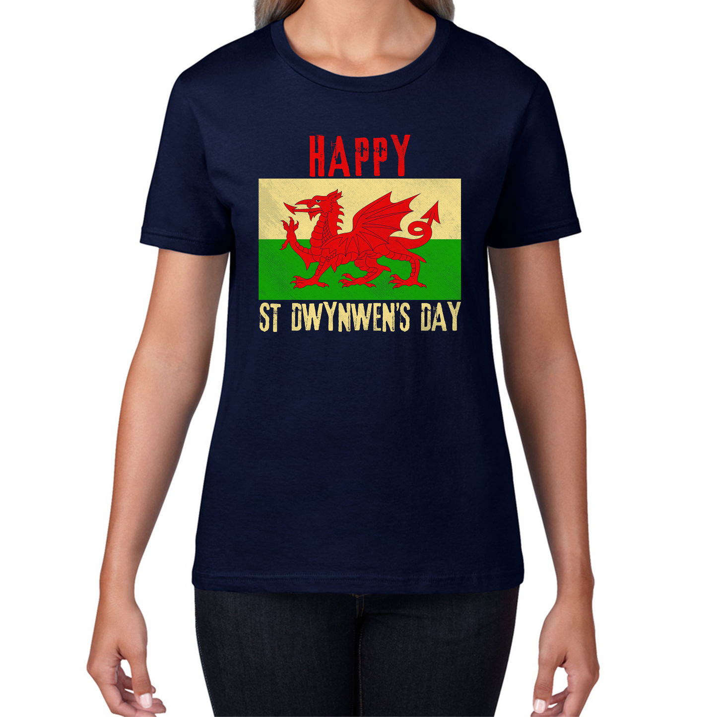 Happy St Dwynwen's Day Dydd Santes Dwynwen Saint Dwynwen Day Saint Of Lovers Womens Tee Top