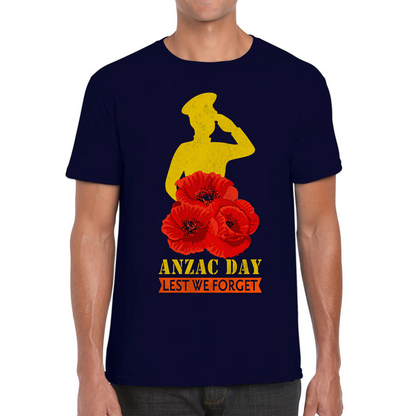 Anzac Day Lest We Forget Poppy Flowers British Veteran T Shirt