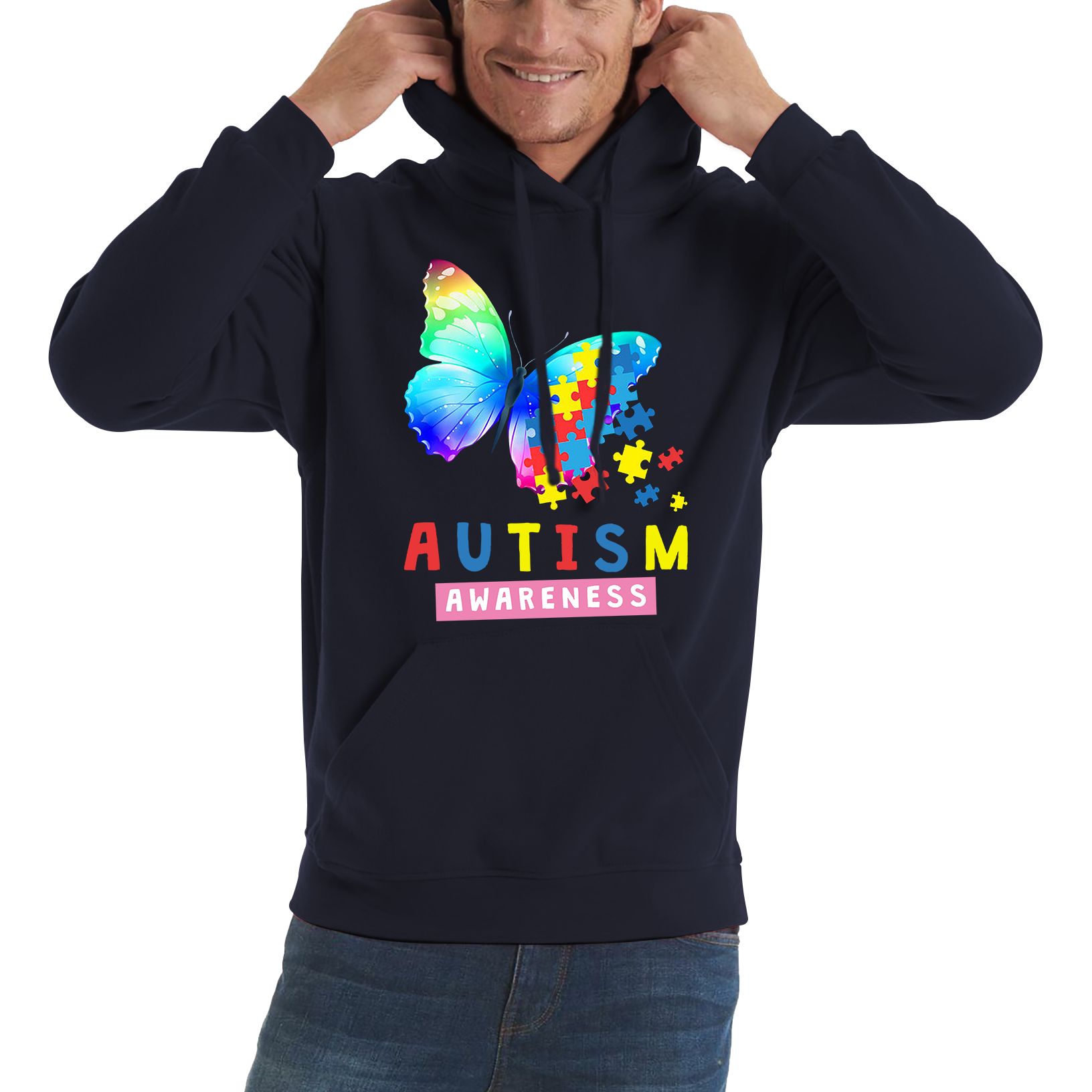 Autism Awareness With Butterfly Adult Hoodie