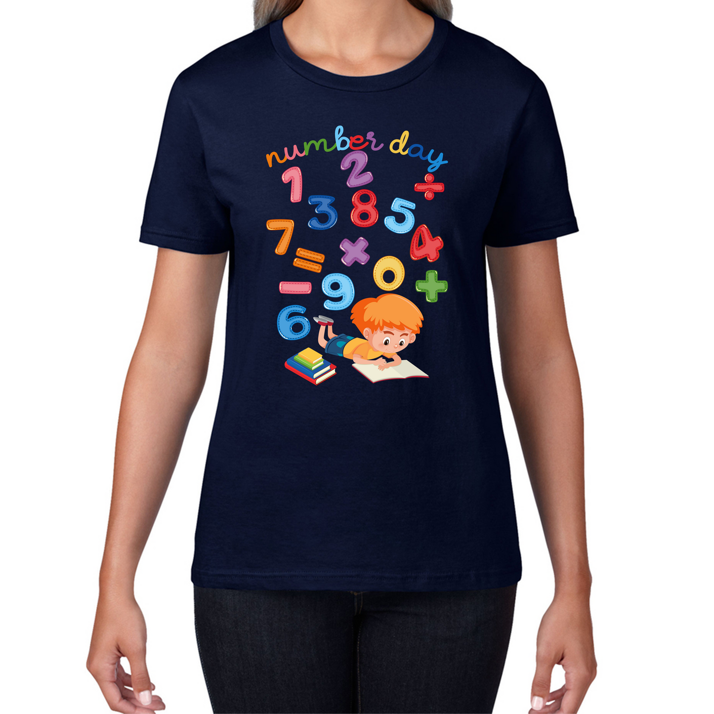 Numbers Day Colourful Numbers Maths Day School Charity Day Mathletics Womens Tee Top