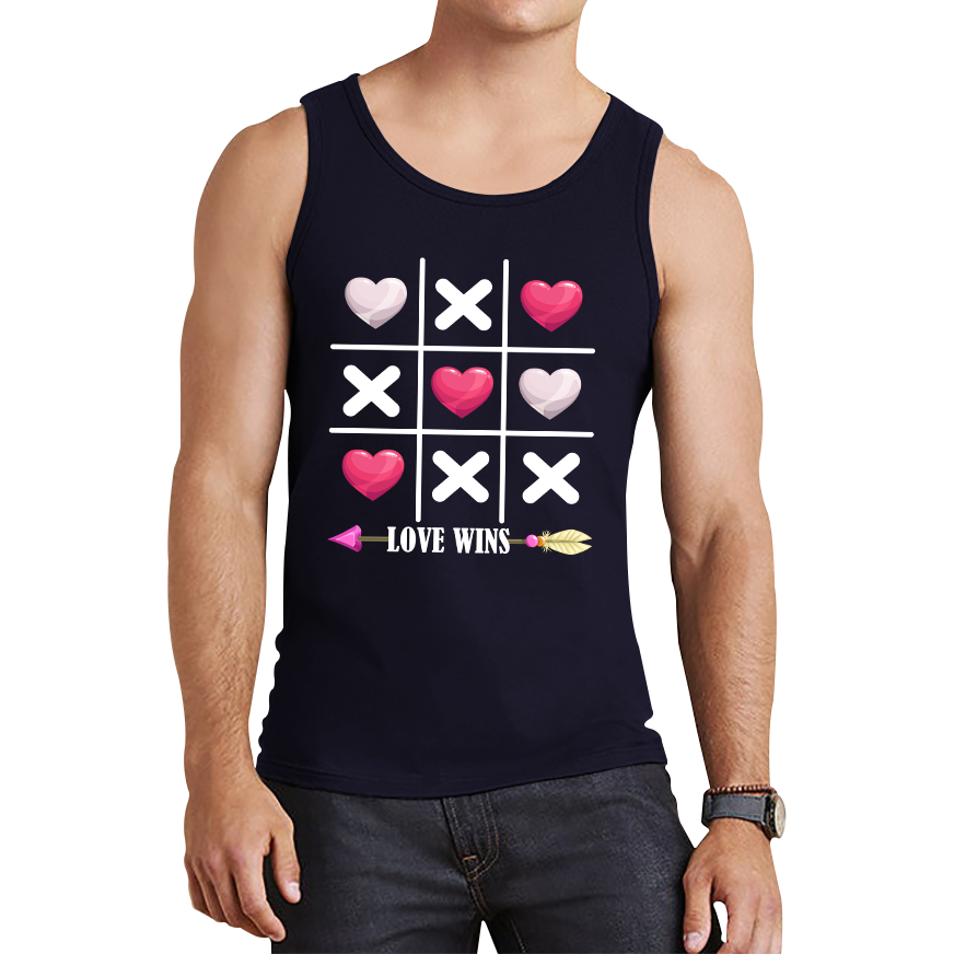 Valentine's Day Tic Tac Toe Love Wins Tic Tac Funny Game Lovers Gift Tank Top