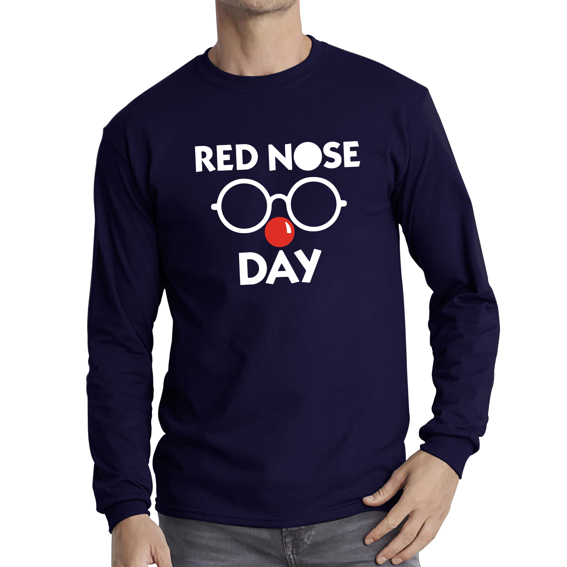 Comic Relief Red Nose Day Adult Long Sleeve T Shirt. 50% Goes To Charity