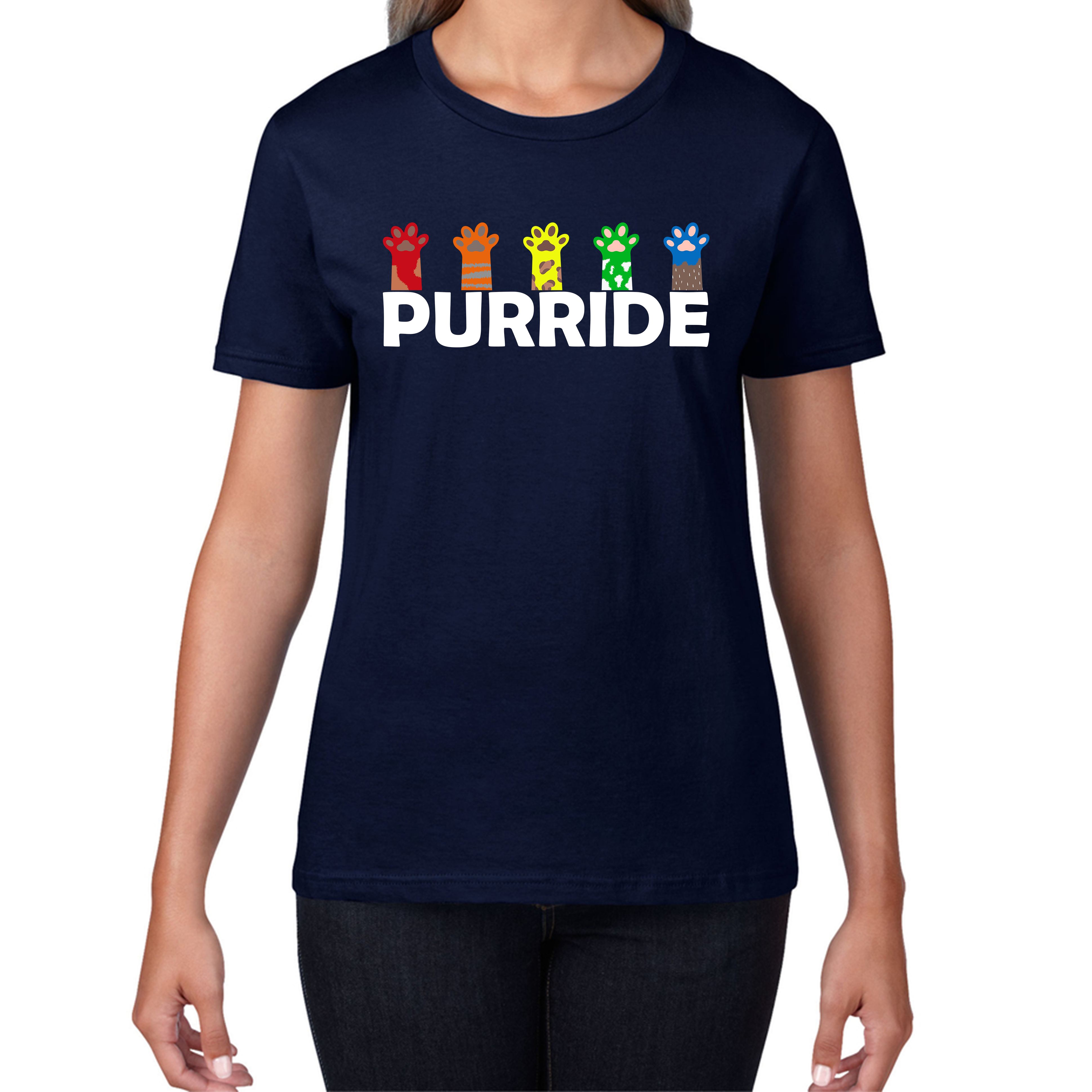 Purride Funny Cat Lovers LGBT T-Shirt Pride Awareness Gay Lesbians Pet Animal Womens Tee Top