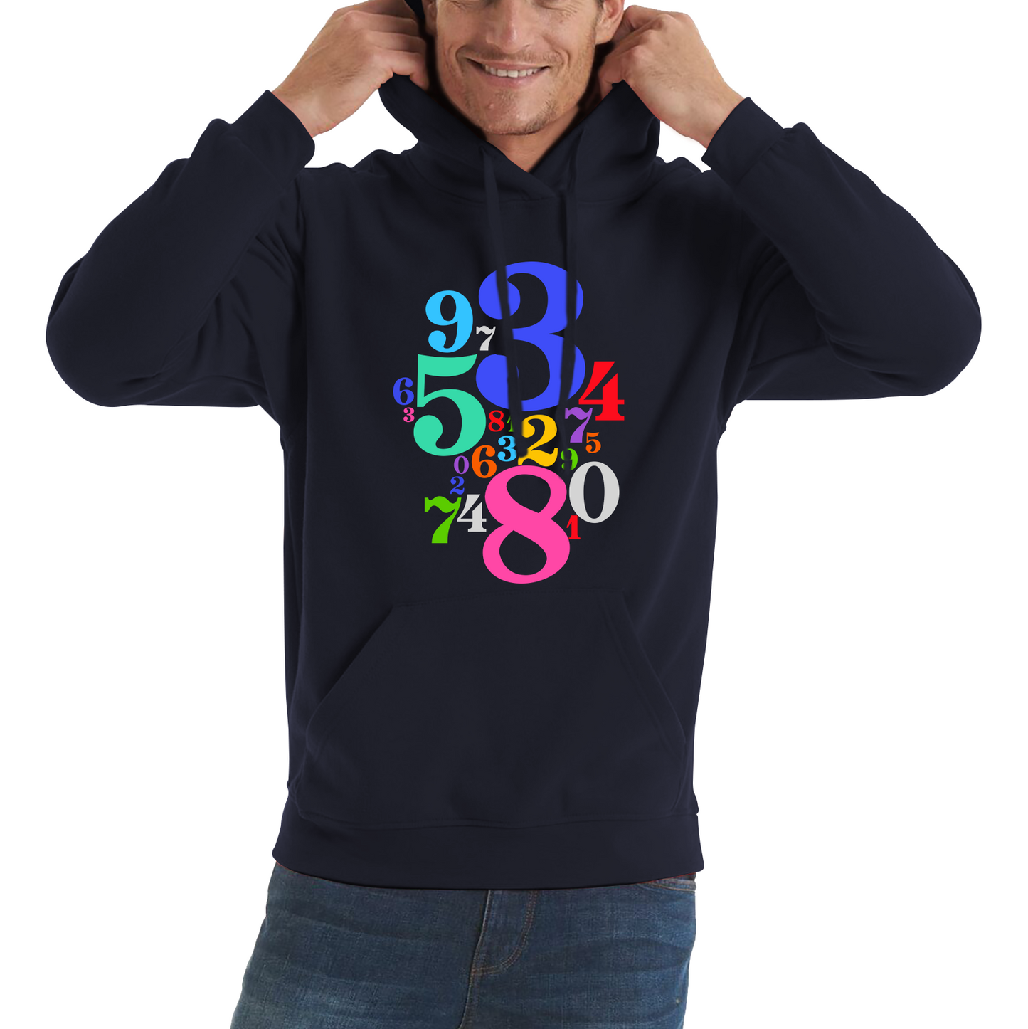 Numbers Day Maths Day Colourful Numbers Math Lovers Mathletics School Charity Day Unisex Hoodie