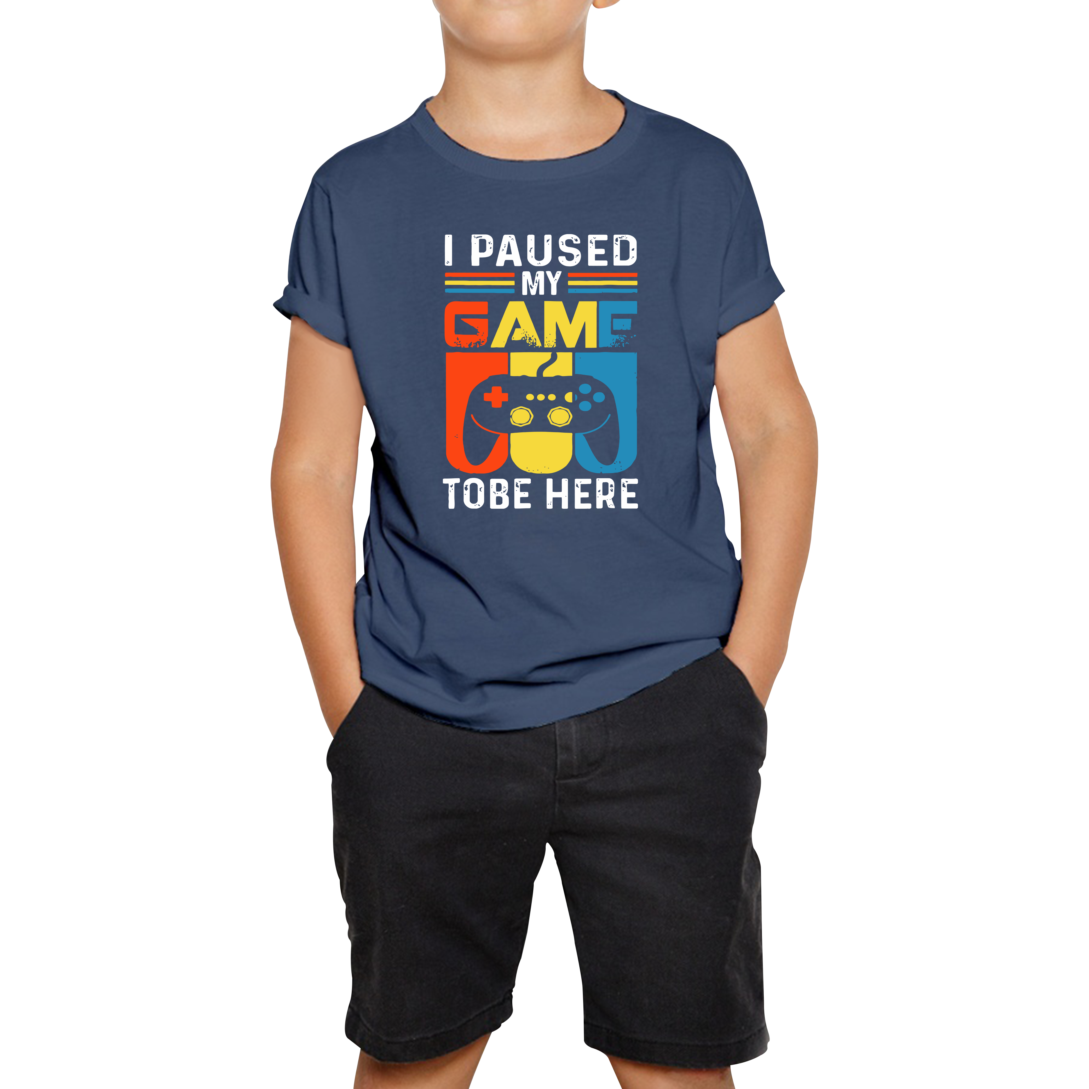 I Paused My Game To Be Here Funny Novelty Sarcastic Video Game Kids T Shirt
