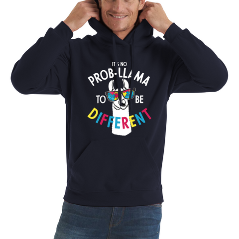 It's No Prob-llama To Be Different Autism Awareness Adult Hoodie