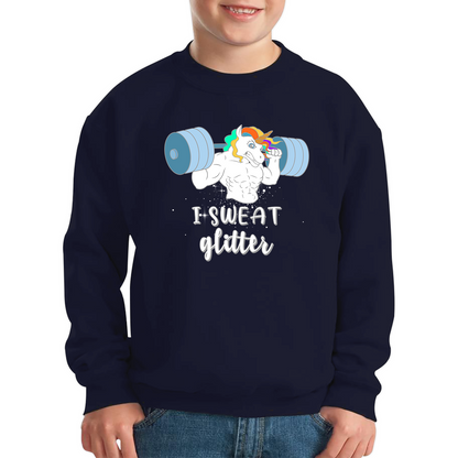 I Sweat Glitter Weightlifting Unicorn Gym Sweatshirt