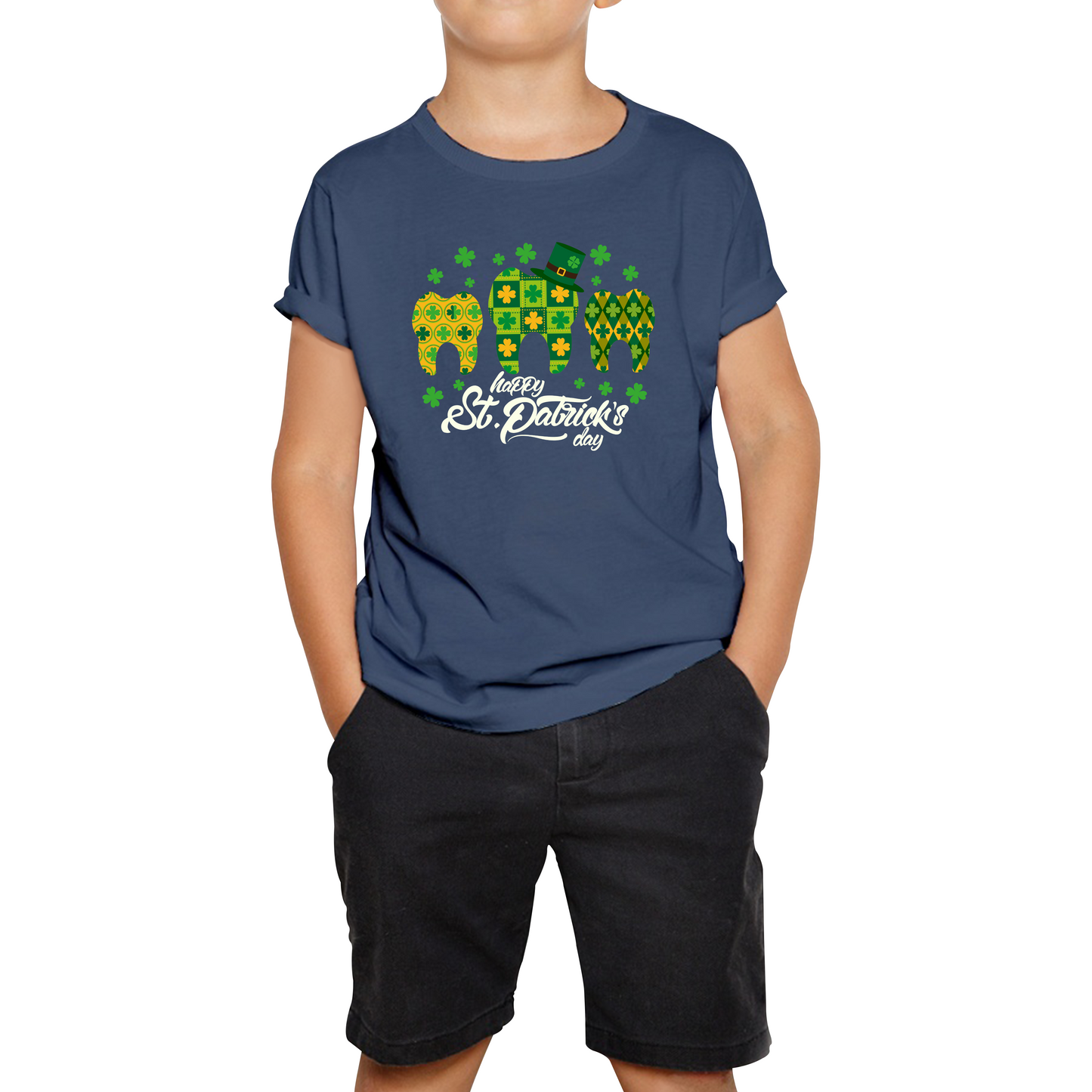 Happy St. Patrick's Day Tooth Dentist Dental Squad Tooth Shamrock Irish Day Saint Patricks Day Kids Tee