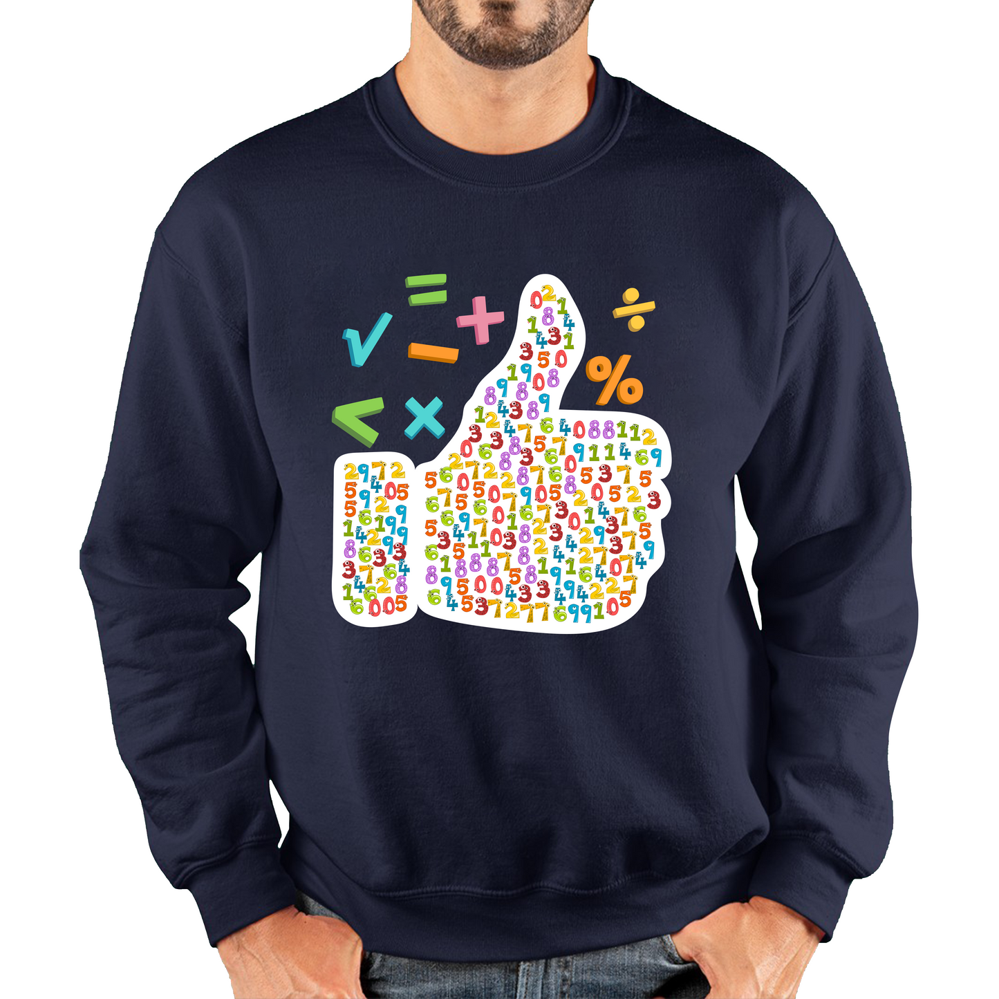 World Numbers Day Maths Day Funny Thumbs Up Colour Numbered Charity Day Unisex Sweatshirt