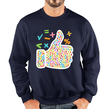 World Numbers Day Maths Day Funny Thumbs Up Colour Numbered Charity Day Unisex Sweatshirt