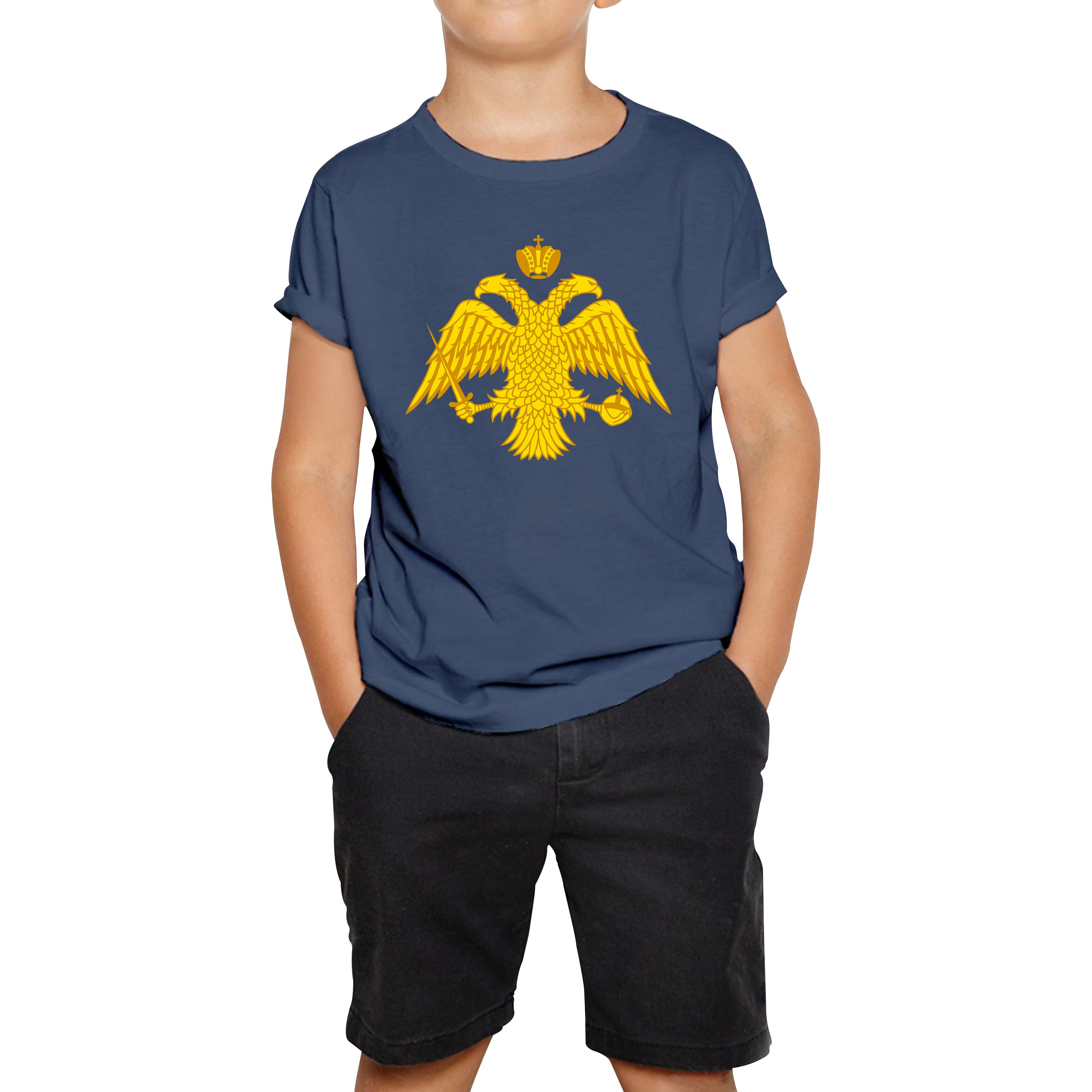 Byzantine Empire Byzantium Double Headed Eagle Symbol - Double Headed Eagle Orthodox Kids T Shirt