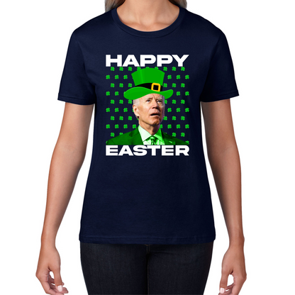 Happy Easter Confused Biden St Patricks Day Meme Joe Biden Shamrock Funny Irish Womens Tee Top