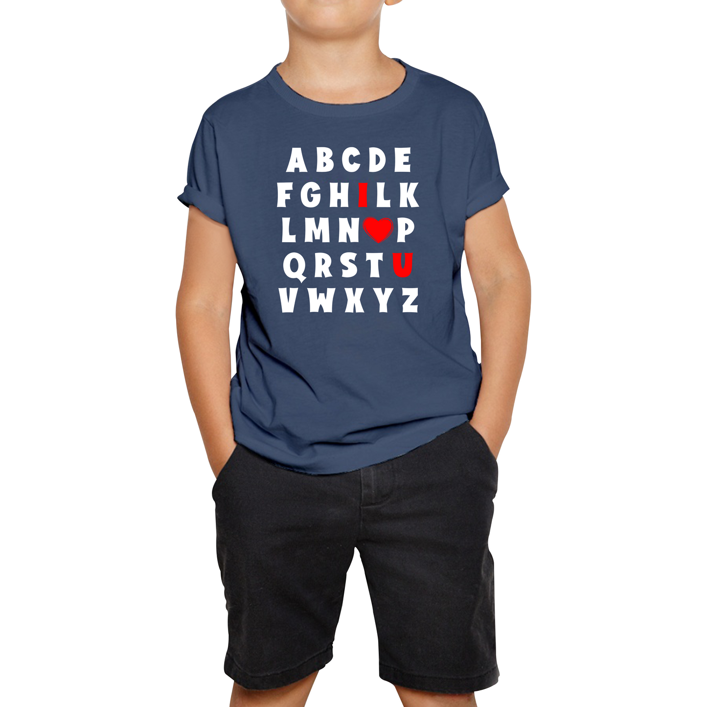 I Love You In Alphabet ABC Valentine's Day English Alphabet I Love You Kids Tee