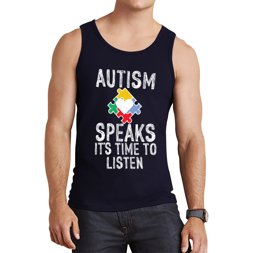 Autism Speaks It's Time To Listen Puzzle Piece Tank Top