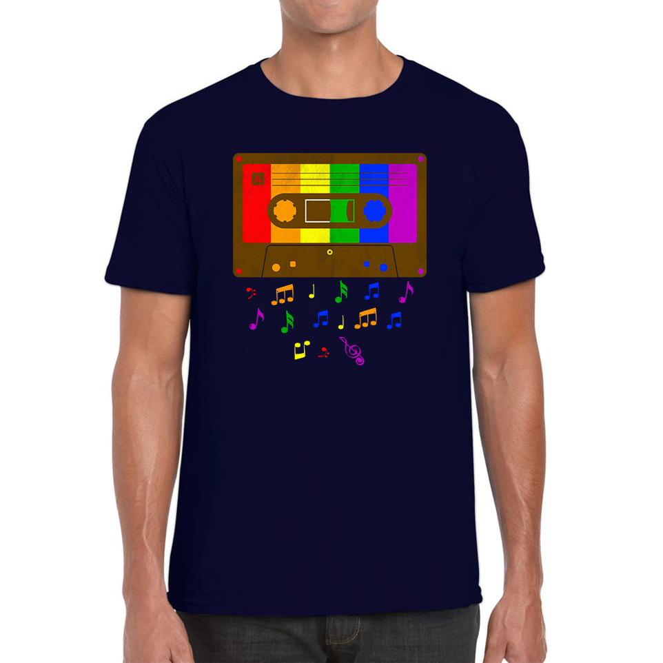80s Cassette Tape For LGBT T-Shirt Rainbow Colours Lesbians Gay Pride Mens Tee Top