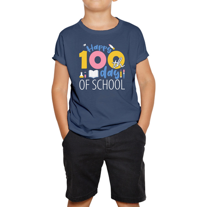 Happy 100th Day Of School Number Day Teacher Day World Book Day Maths Day Reading Lovers Kids Tee