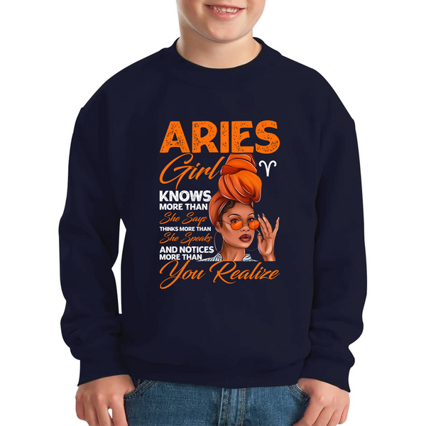 Aries Girl Knows More Than Think More Than Horoscope Zodiac Astrological Sign Birthday Kids Jumper