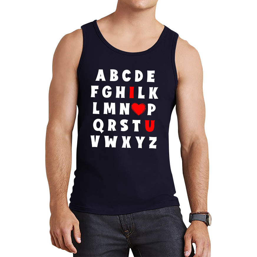 I Love You In Alphabet ABC Valentine's Day English Alphabet I Love You Tank Top