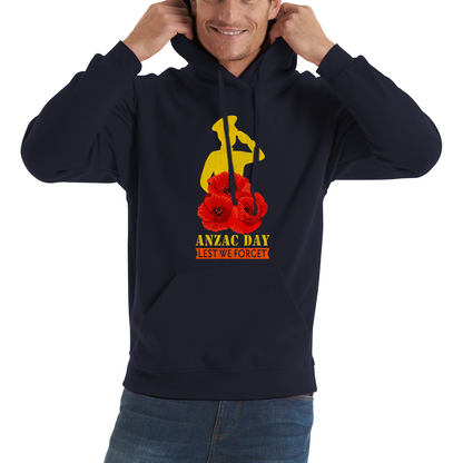 Anzac Day Lest We Forget Poppy Flowers British Veteran Hoodie