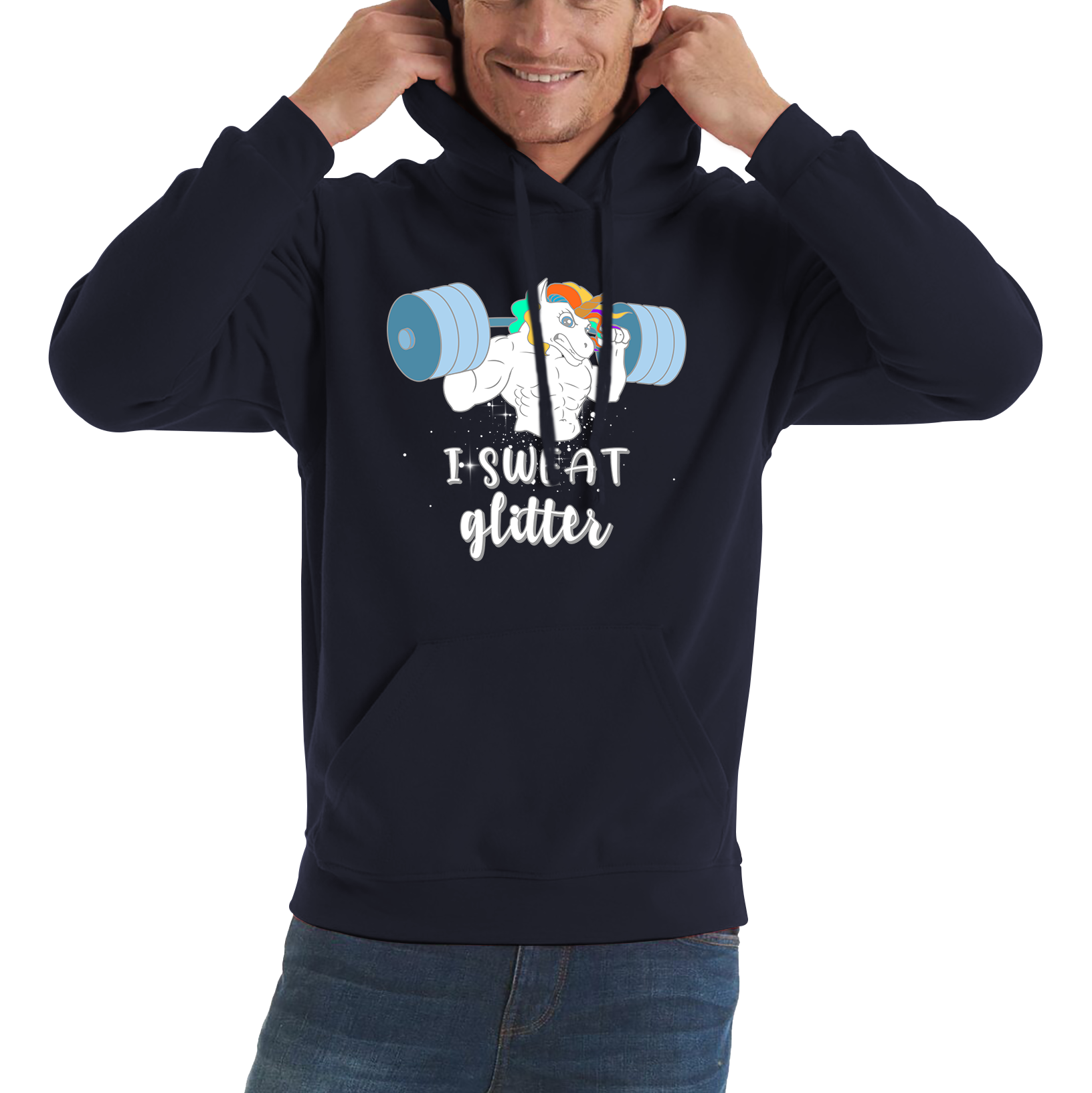 I Sweat Glitter Weightlifting Unicorn Gym Hoodie