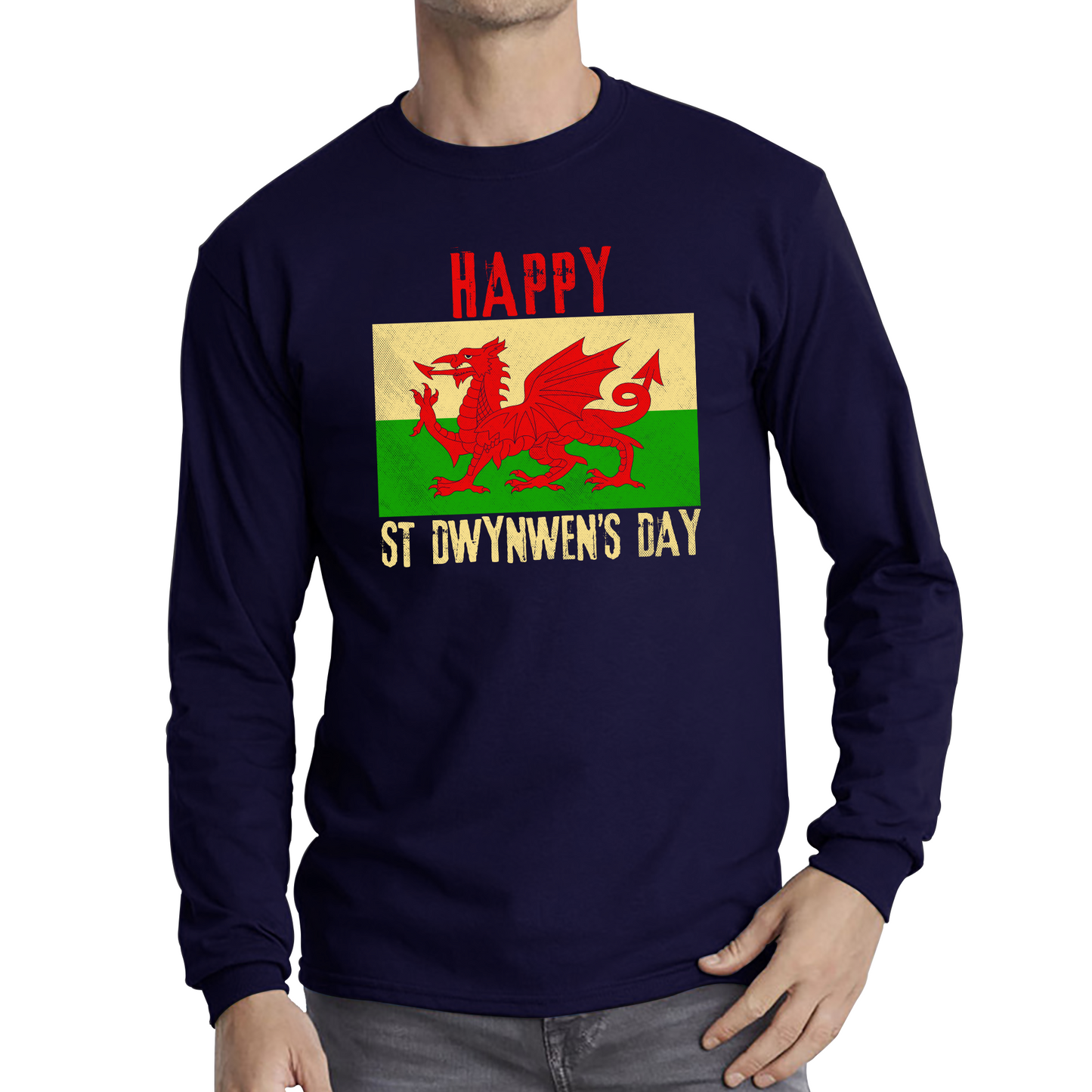 Happy St Dwynwen's Day Dydd Santes Dwynwen Saint Dwynwen Day Saint Of Lovers Long Sleeve T Shirt
