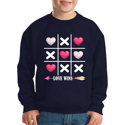 Valentine's Day Tic Tac Toe Love Wins Tic Tac Funny Game Lovers Gift Kids Jumper