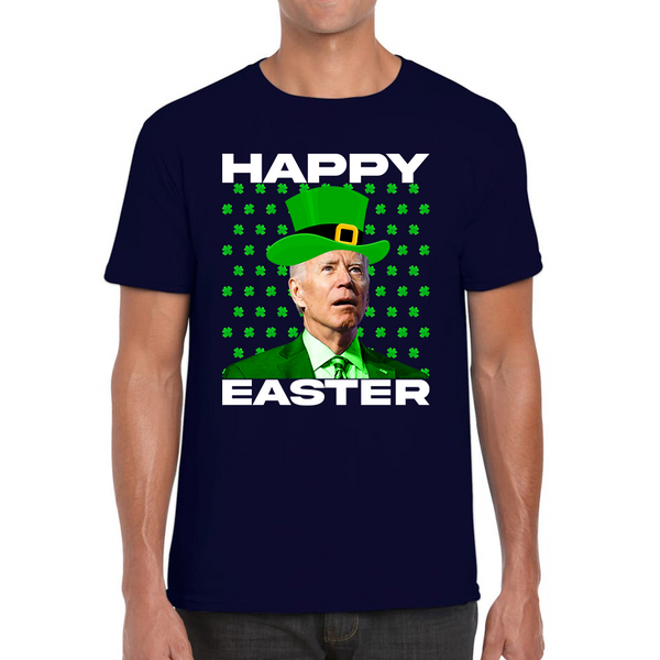 Happy Easter Confused Biden St Patricks Day Meme Joe Biden Shamrock Funny Irish Mens Tee Top