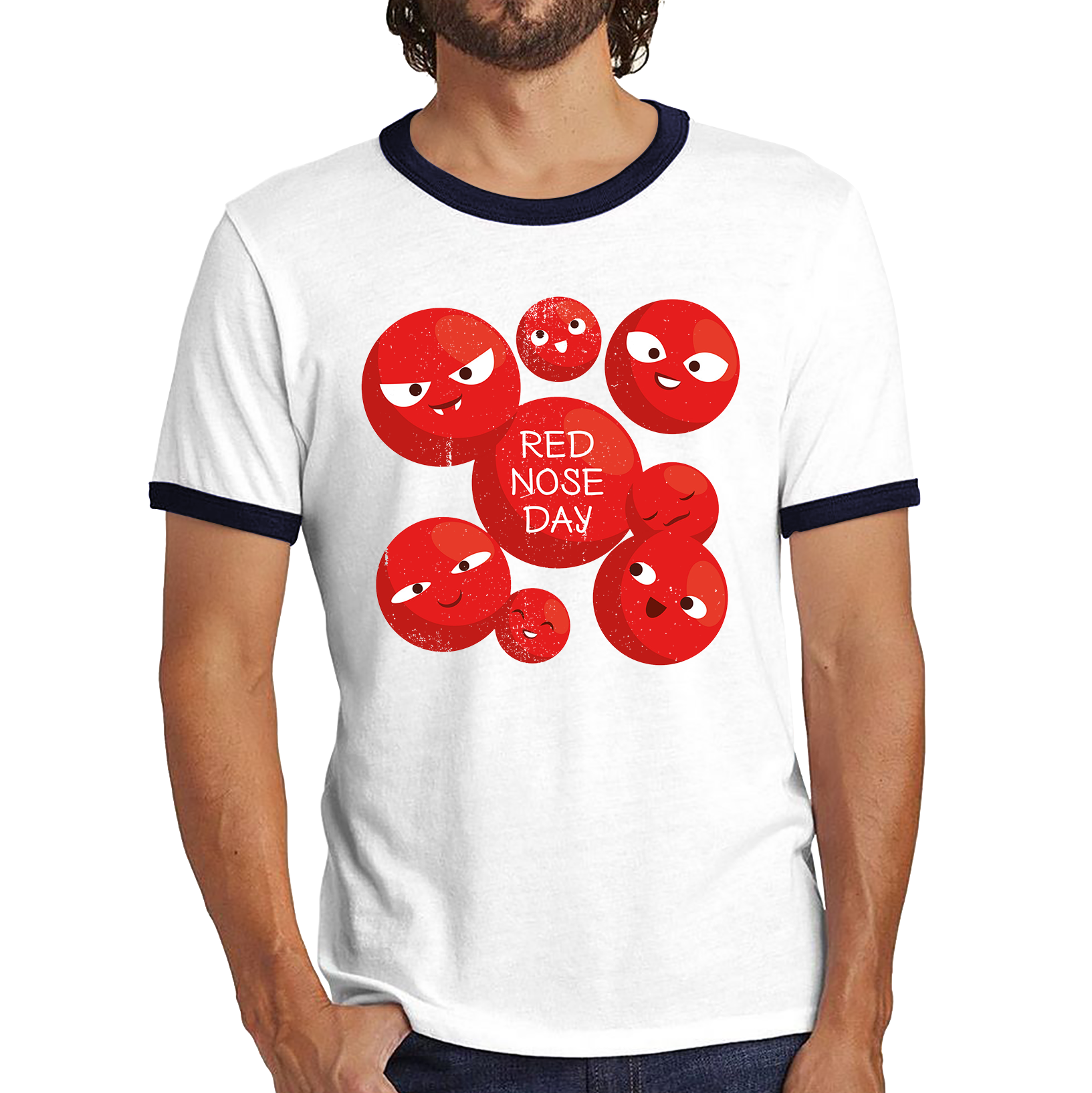 Red Nose Day Funny Noses Ringer T Shirt. 50% Goes To Charity