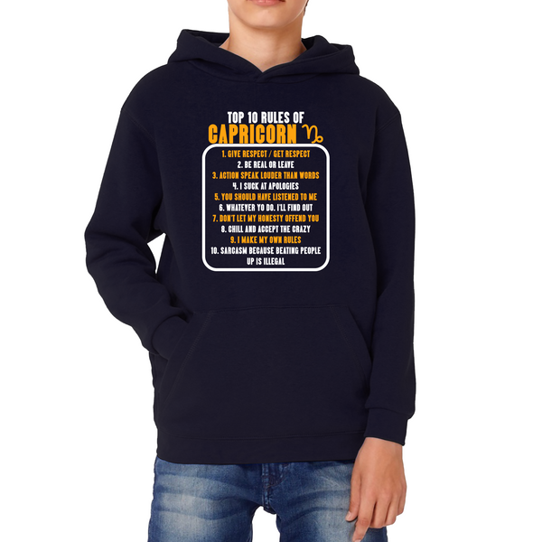 Top 10 Rules Of Capricorn Horoscope Zodiac Astrological Sign Facts Traits Give Respect Get Respect Birthday Present Kids Hoodie