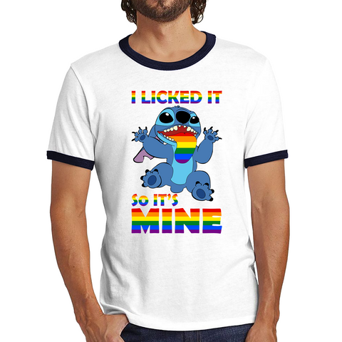 I Licked It So It's Mine LGBT Lilo Stitch Disney Stitch Pride Month LGBTQ Ringer T Shirt