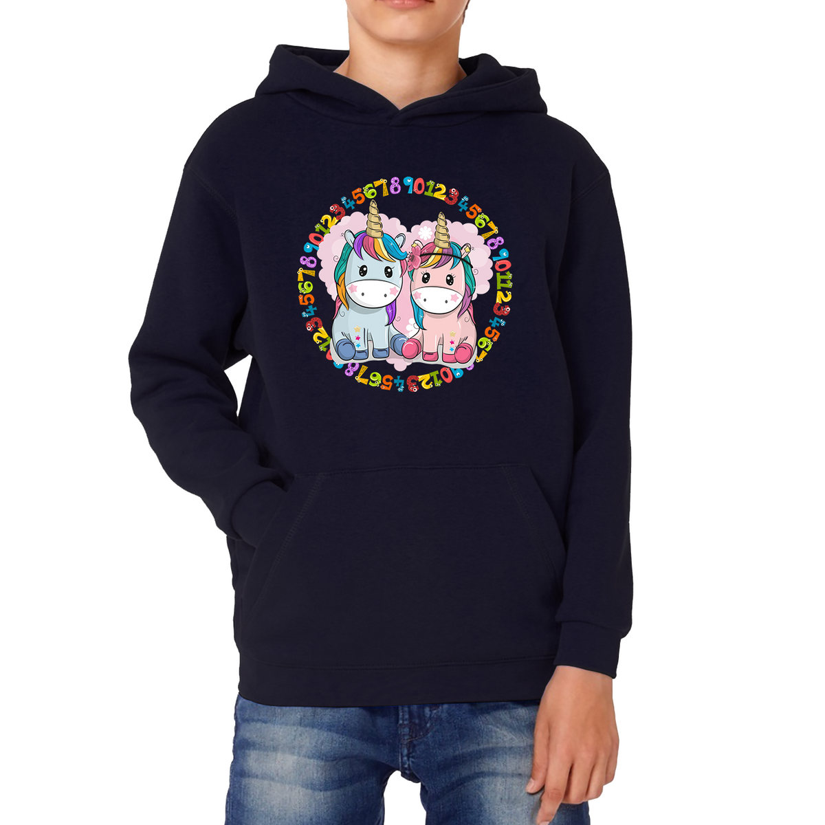 World Number Day Unicorn Cute Unicorn Couple Maths Day Numbers Day Counting Unicorn Lovers Kids Hoodie
